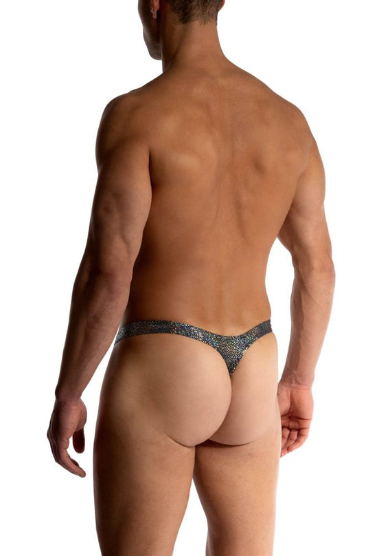 MANSTORE Black & Silver Reflective Tower String Thong