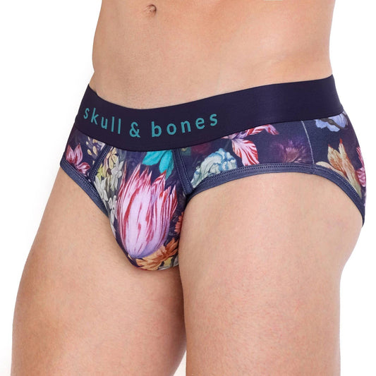 Skull & Bones Hand Painted Floral Brief