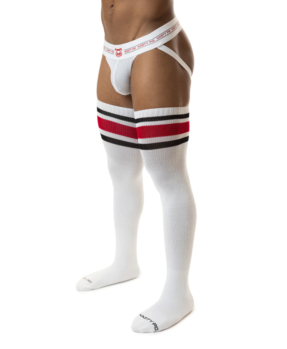 Nasty Pig Hook'd Up Thigh High Socks - OSFA White
