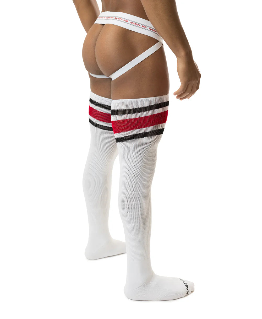 Nasty Pig Hook'd Up Thigh High Socks - OSFA White