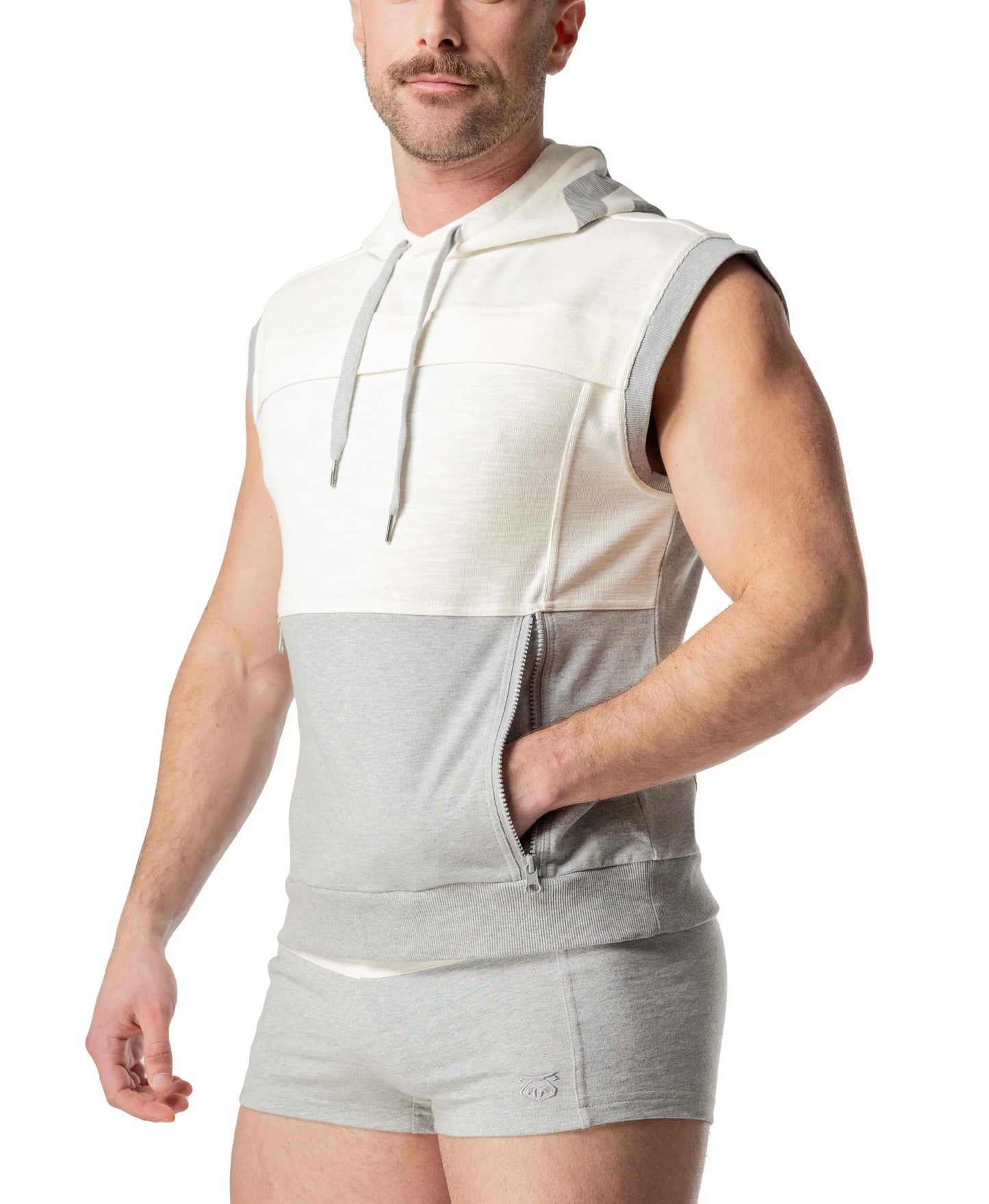 Nasty Pig Dual Sleeveless Hoodie Heather Grey