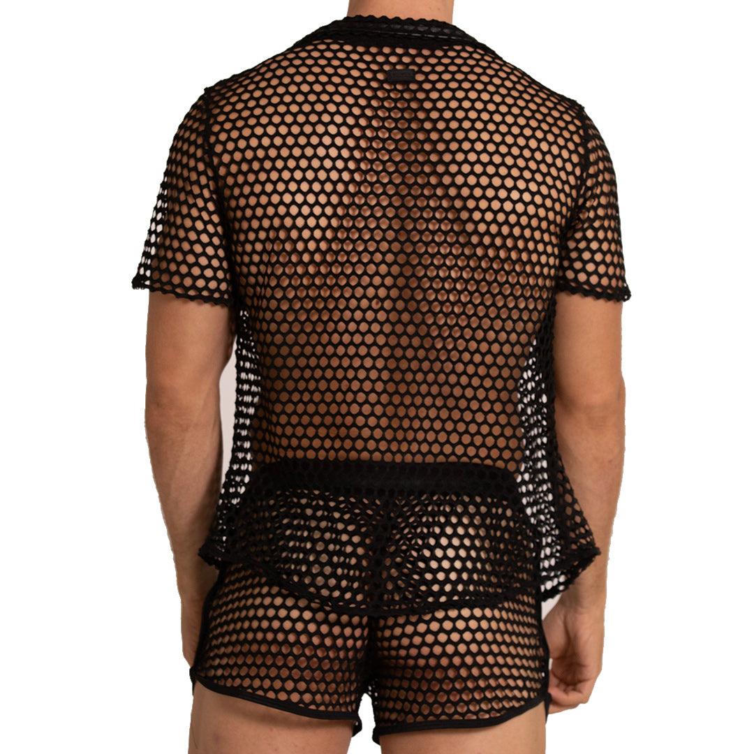 Gigo Fishnet Button Up Polo