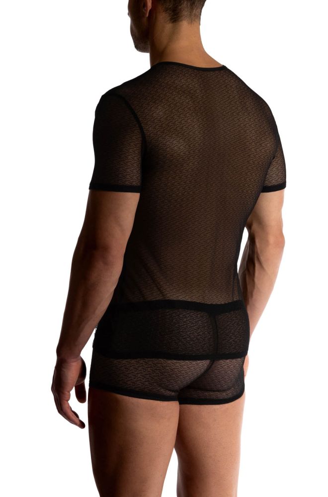 MANSTORE Black Graphic Lace Tee