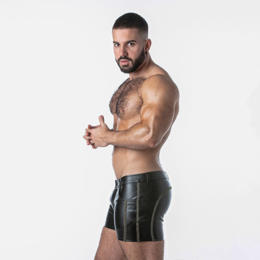 Locker Gear Punch Hole Leatherette Shorts