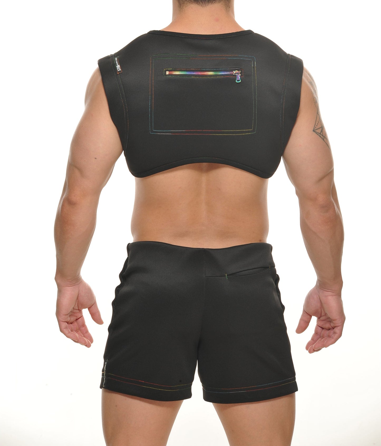 Stud Newark Neoprene Zipped Crop Top