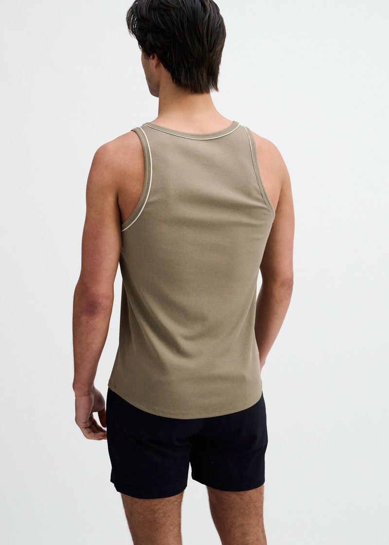 St33le Rib Stretch Cotton/Tencel Tank W/Pipping