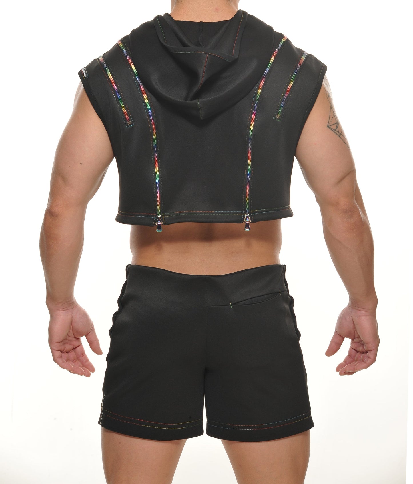 Stud Pax Pride Zipper Crop Hoodie