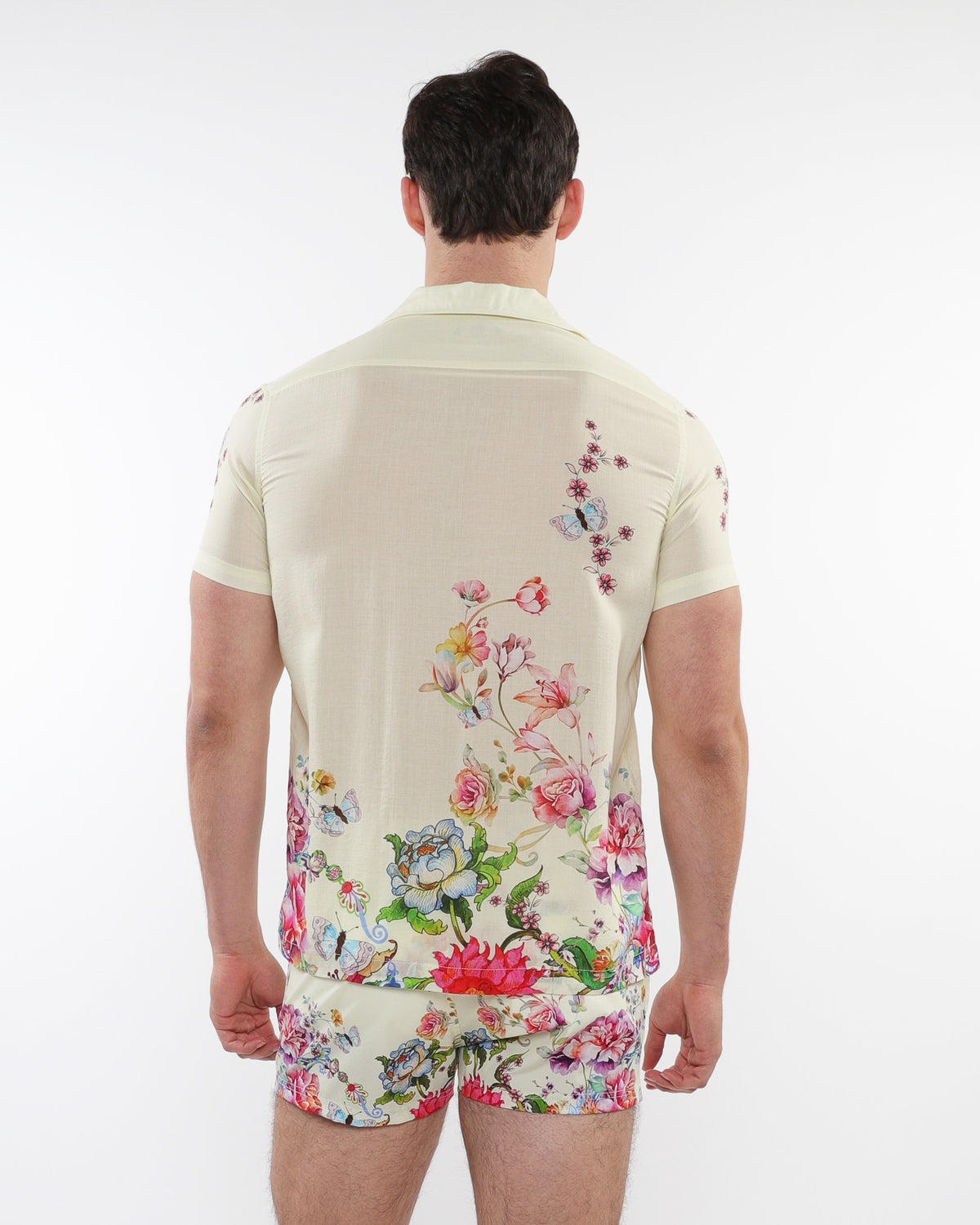 Postmarc Cream/Multi Printed Woven Modal SS Shirt