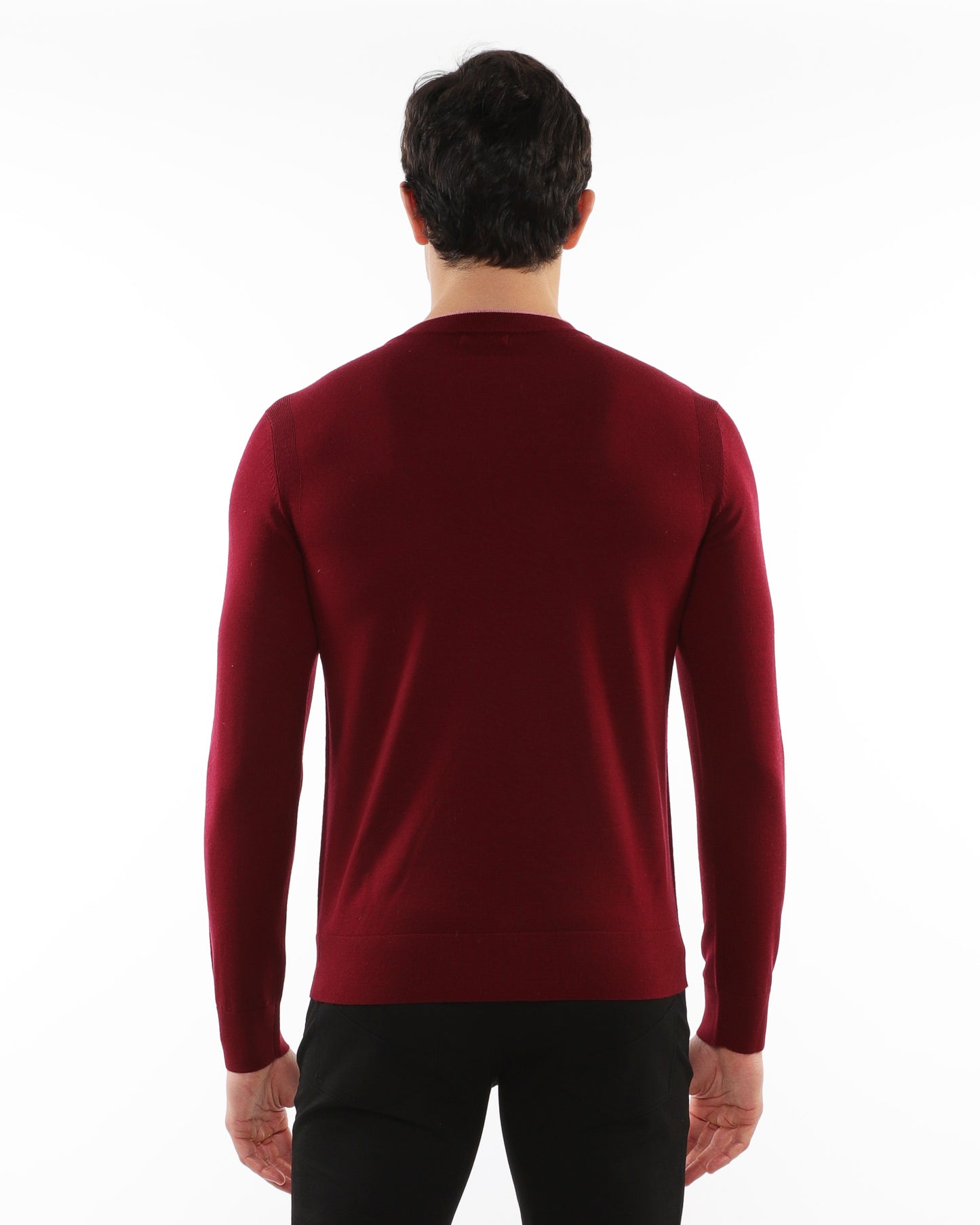 PostMarc Wine/Punch Contrast V-Neck Knit Wool Sweater