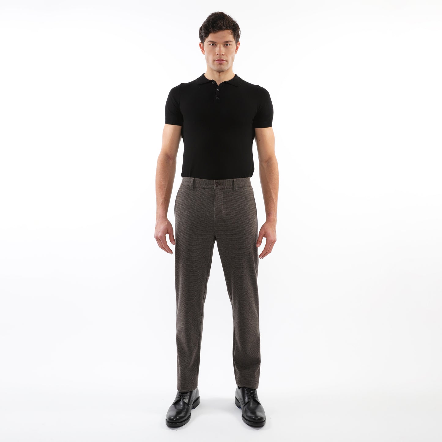 PostMarc Espresso Micro-Check Stretch Knit Pant