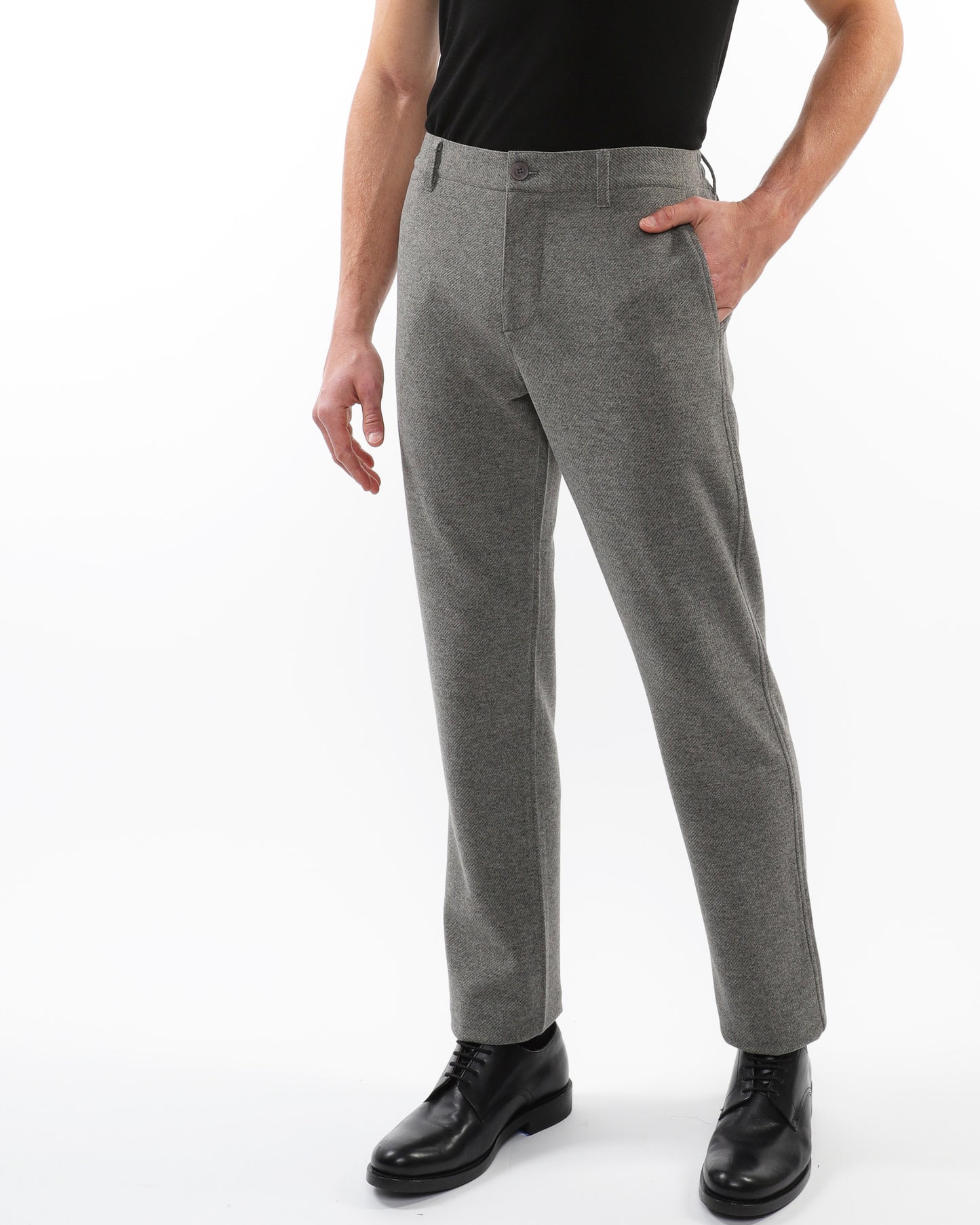 PostMarc Grey Wool-Look Stretch Knit Pant