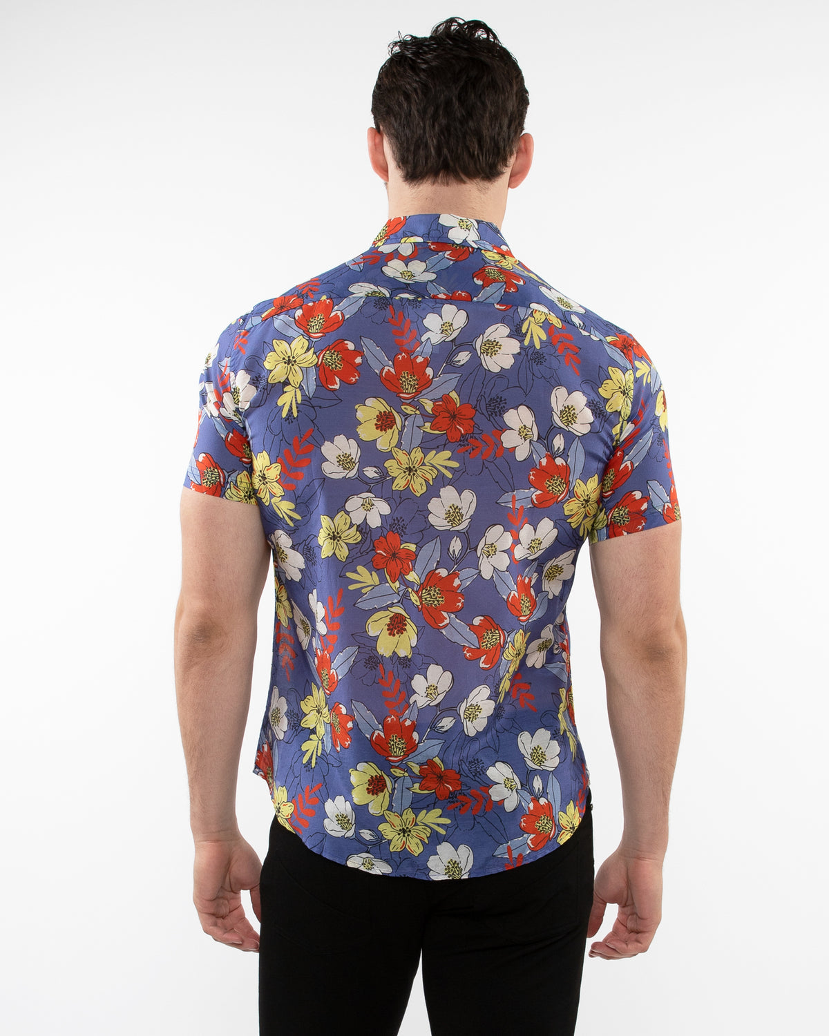 Postmarc Purple Spice Floral Printed Cotton Silk SS Shirt