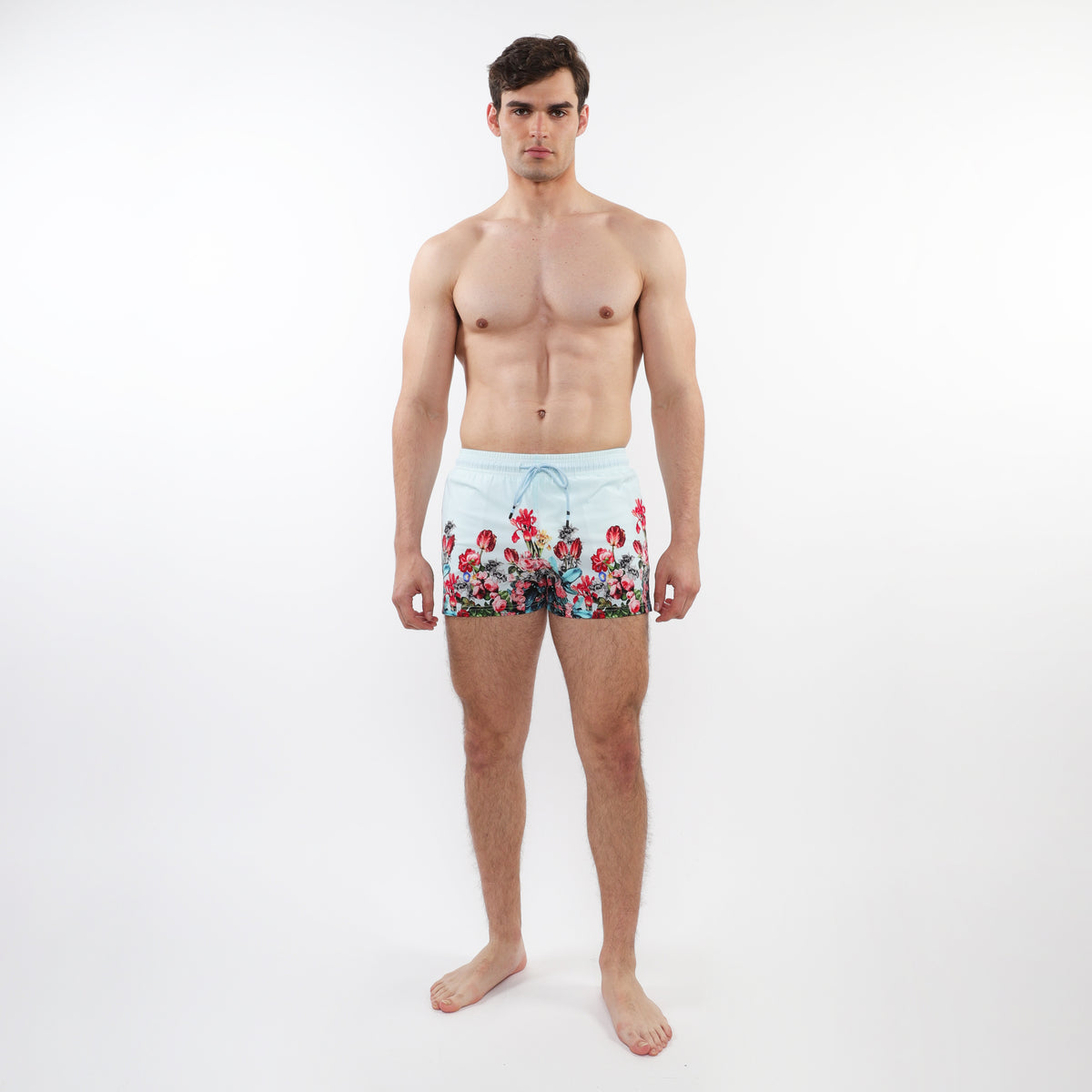 Postmarc Mint/Floral 2.5" Printed Border Swim Shorts