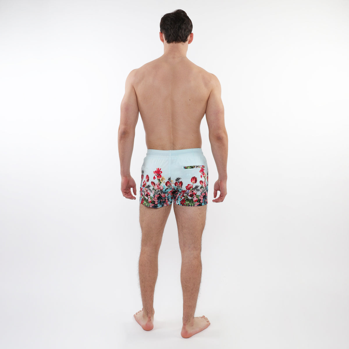 Postmarc Mint/Floral 2.5" Printed Border Swim Shorts