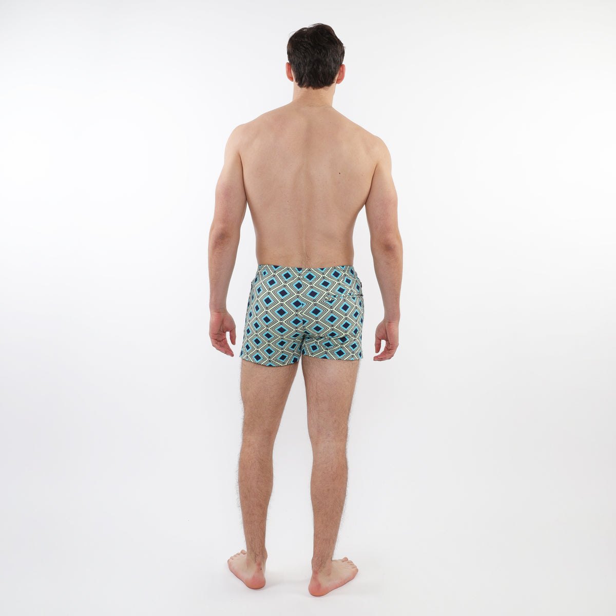 Postmarc Aqua/Navy Printed Seersucker Swim Short