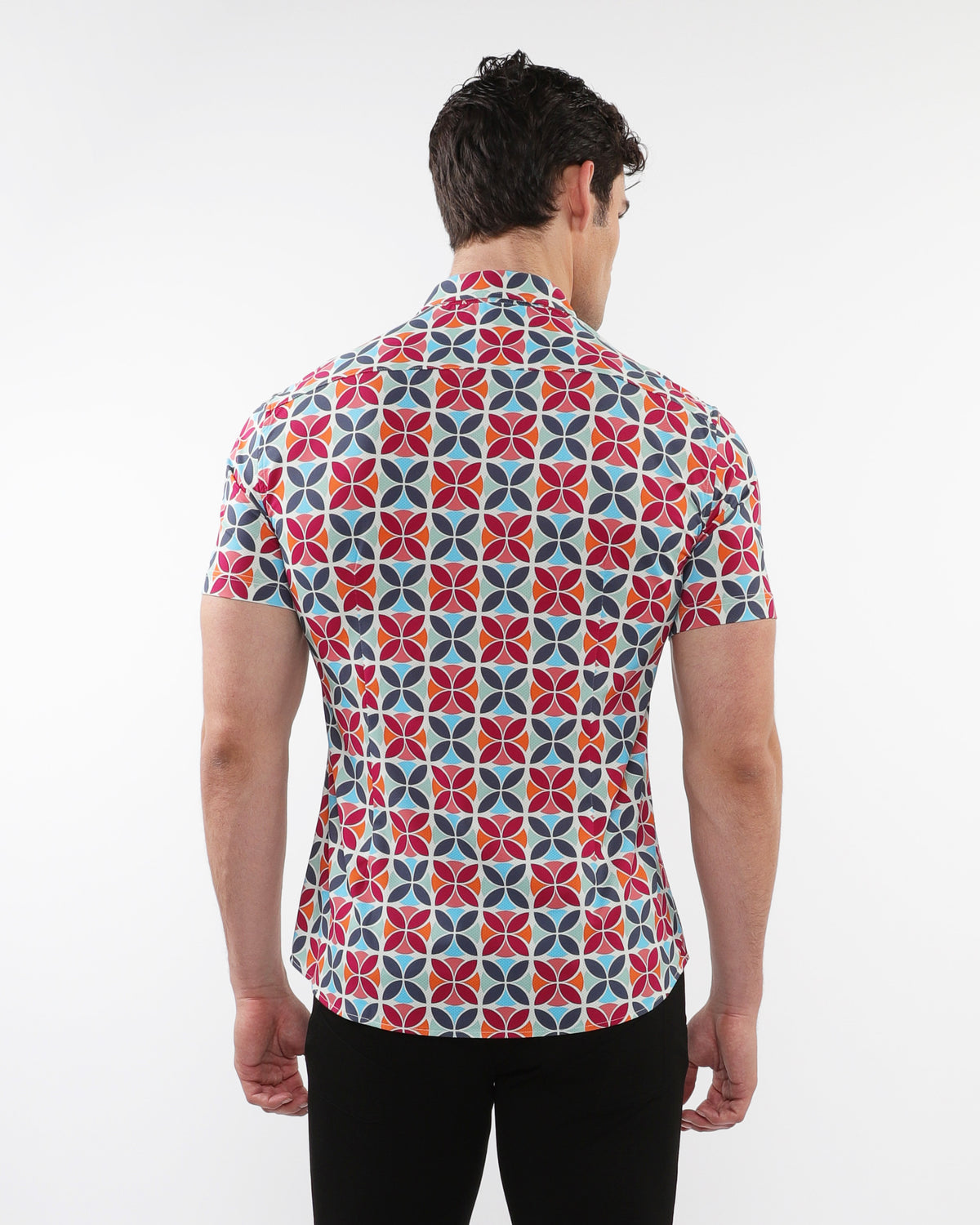 Post Marc Forest/Wine Printed Circles SS Shirt