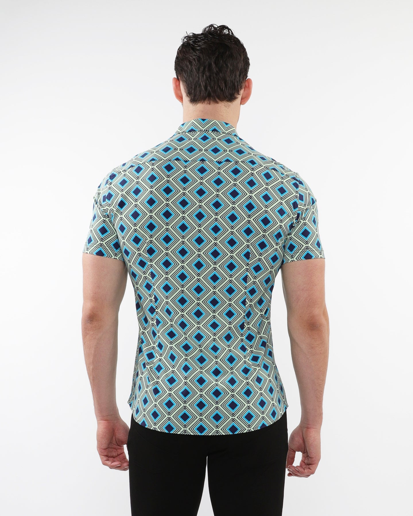 Post Marc Aqua/Navy Diamond Performance SS Shirt