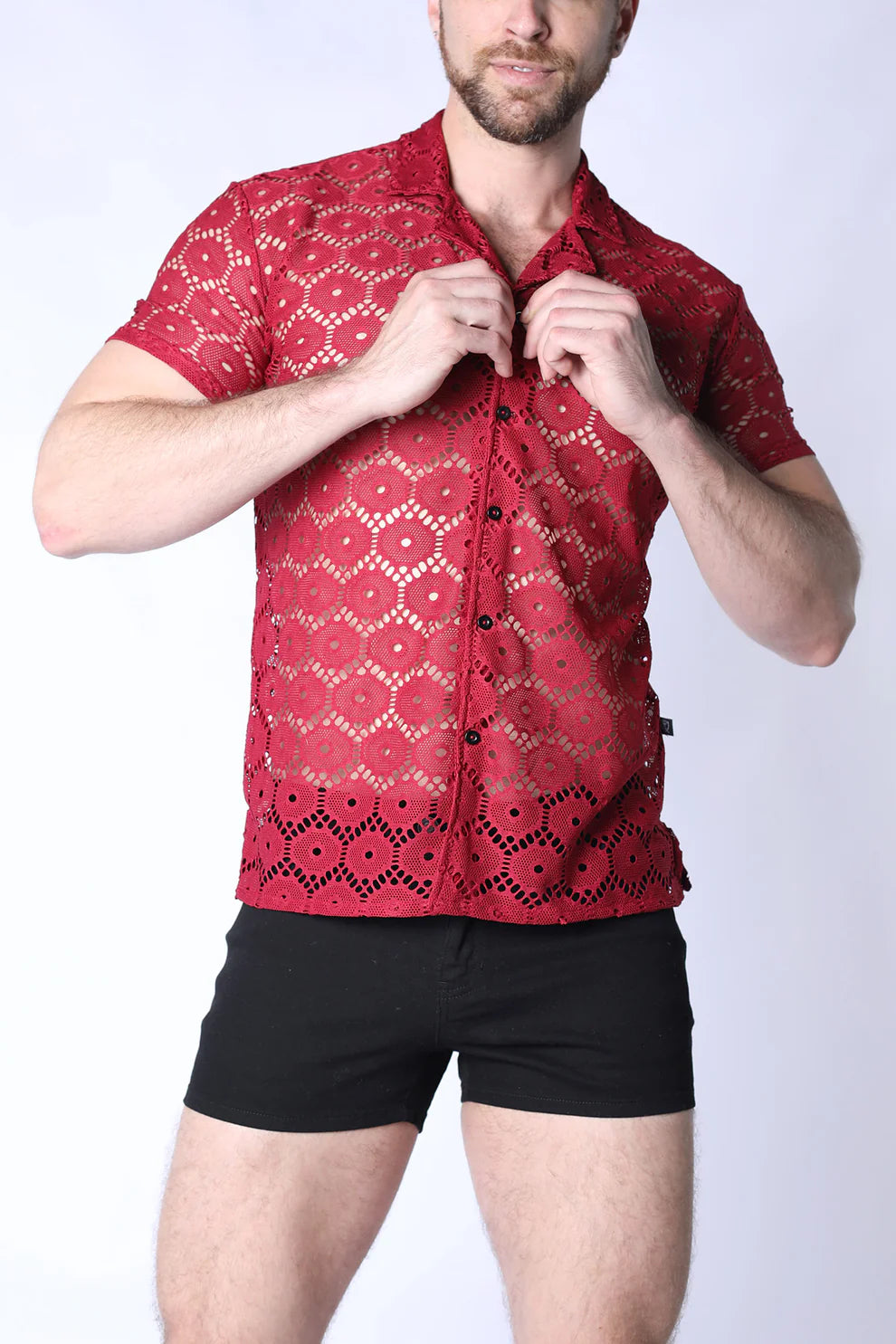 Timoteo Palermo Button Down Mesh Shirt