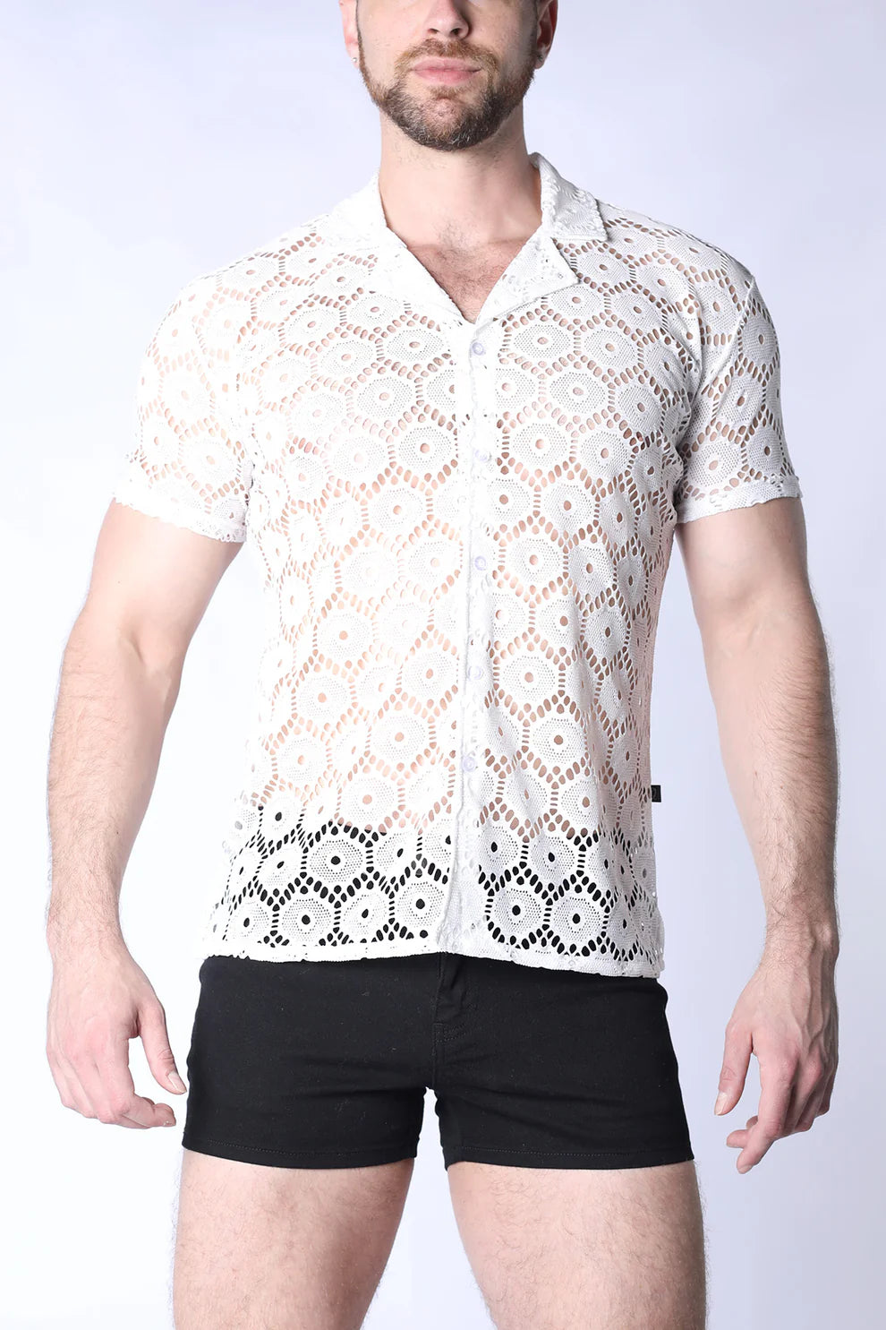 Timoteo Palermo Button Down Mesh Shirt