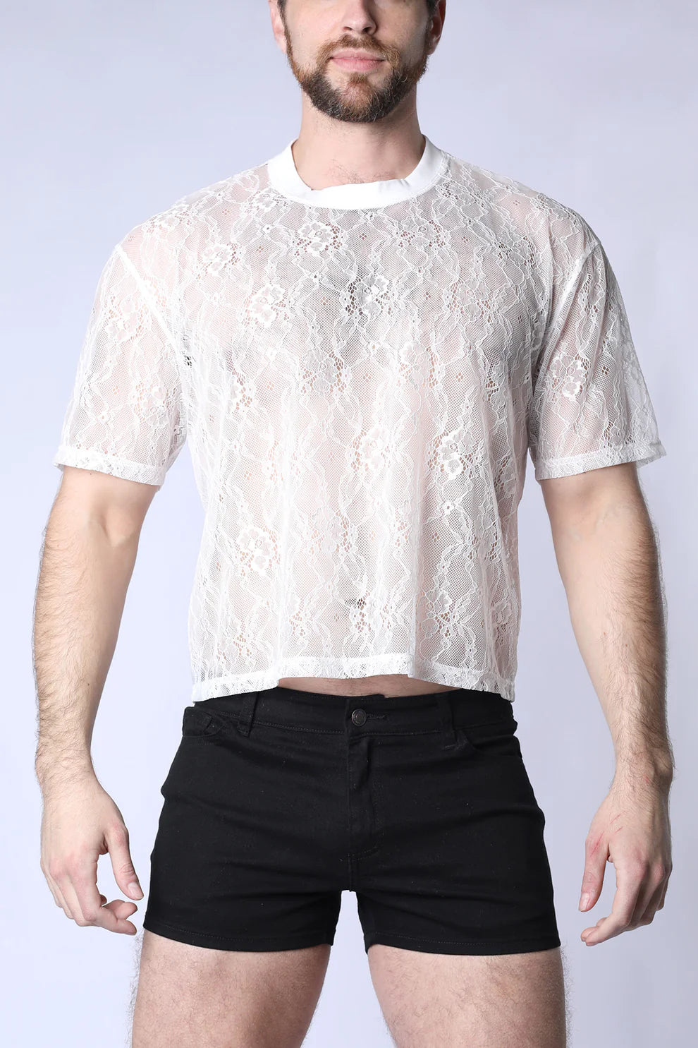 Timoteo Positano Lace Cropped Tee