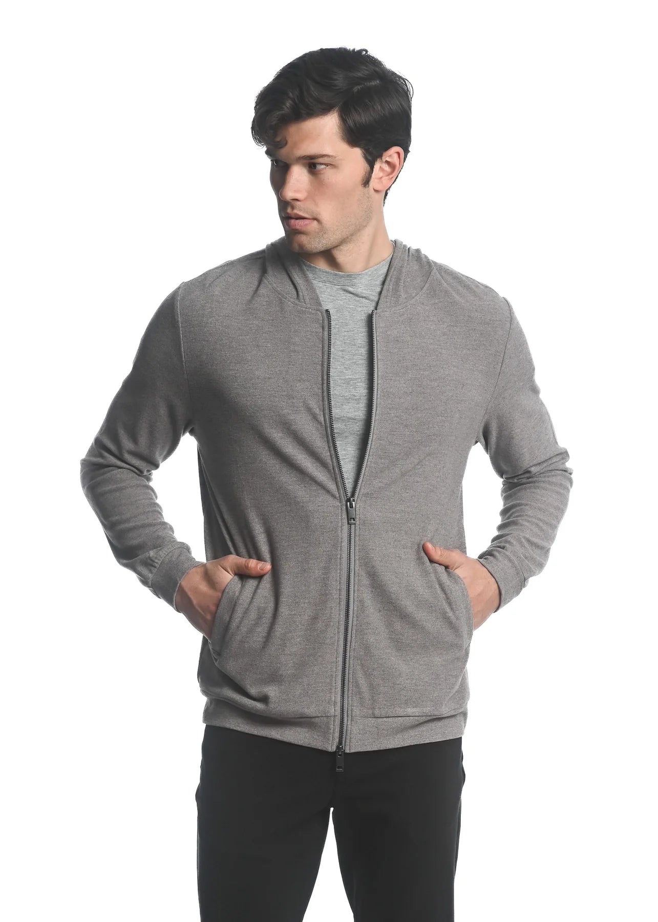 POSTMARC Stretch Knit Zip-Up Hoodie
