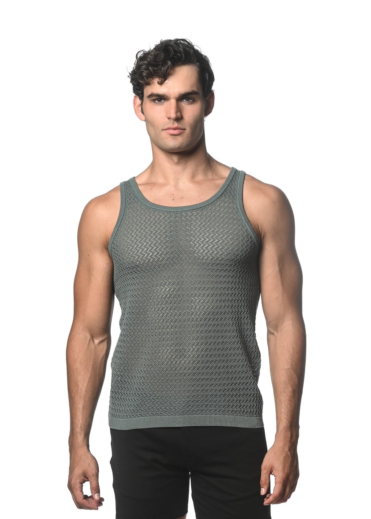 St33le Chevron Open Mesh Knit Tanks