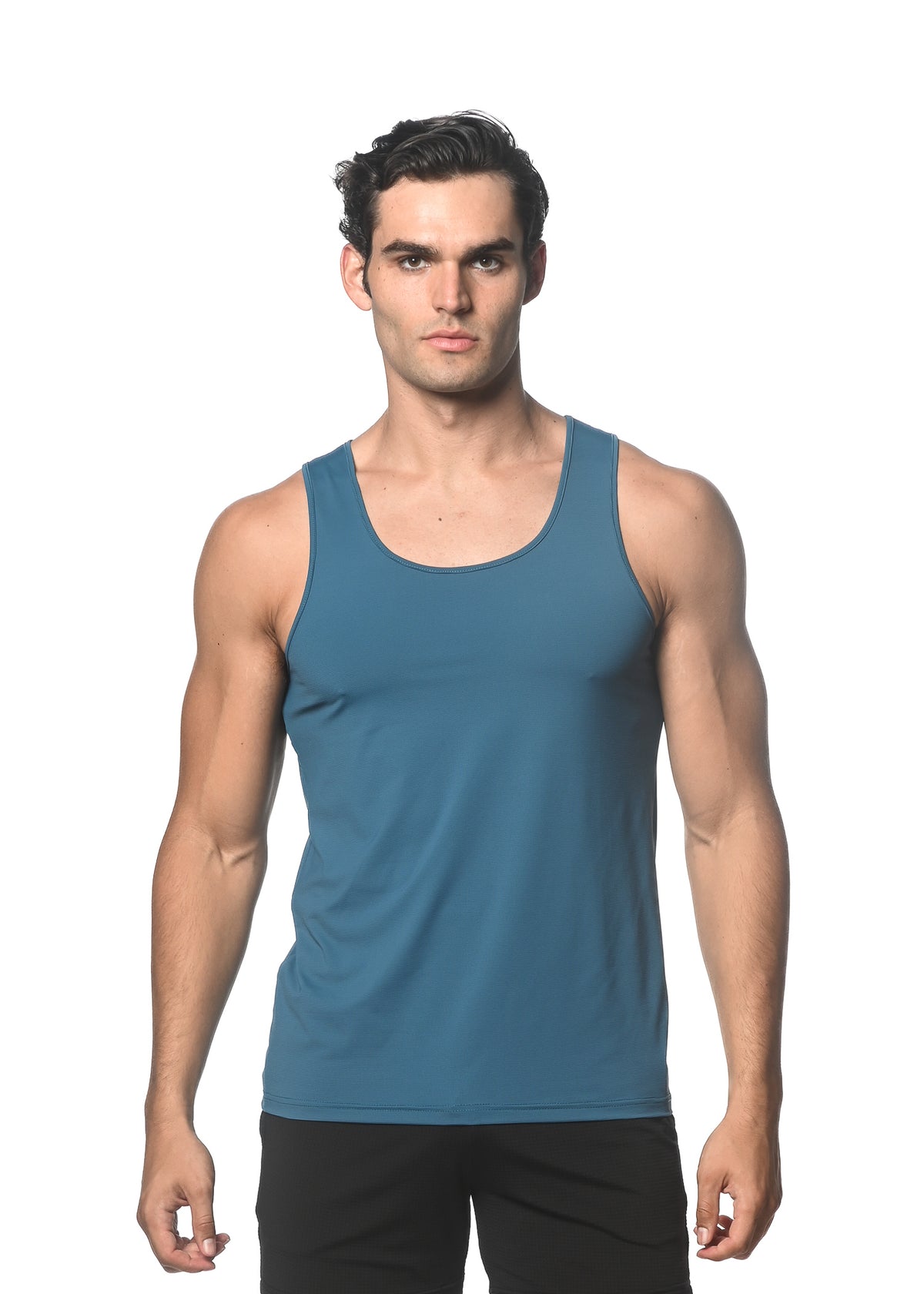 St33le Teal Textured Mesh Performance Tank