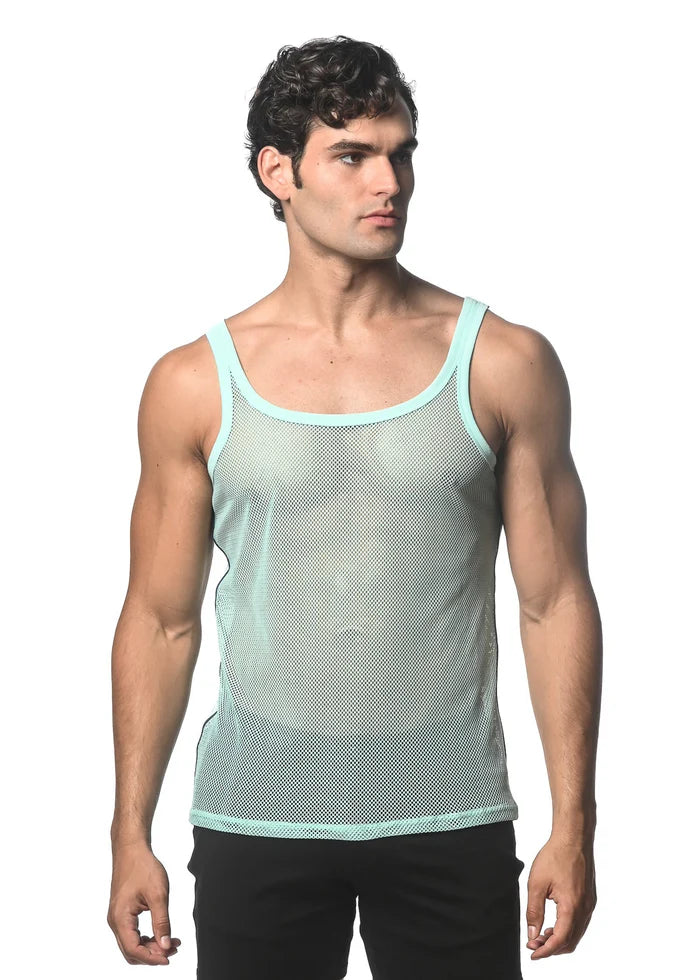 St33le Stretch Mesh Side Tape Tanks