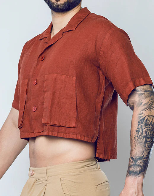 2eros Cropped Linen Shirt
