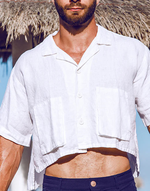 2eros Cropped Linen Shirt