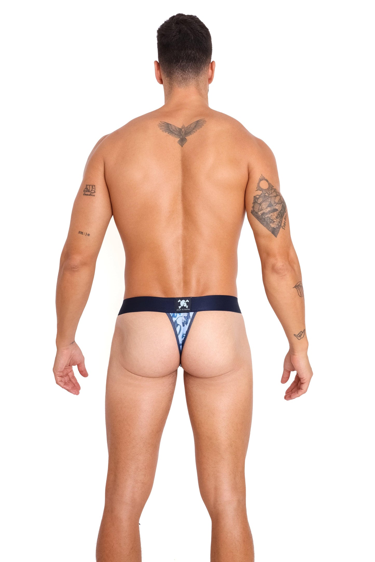Skull & Bones Dutch Floral Sky Blue Thong