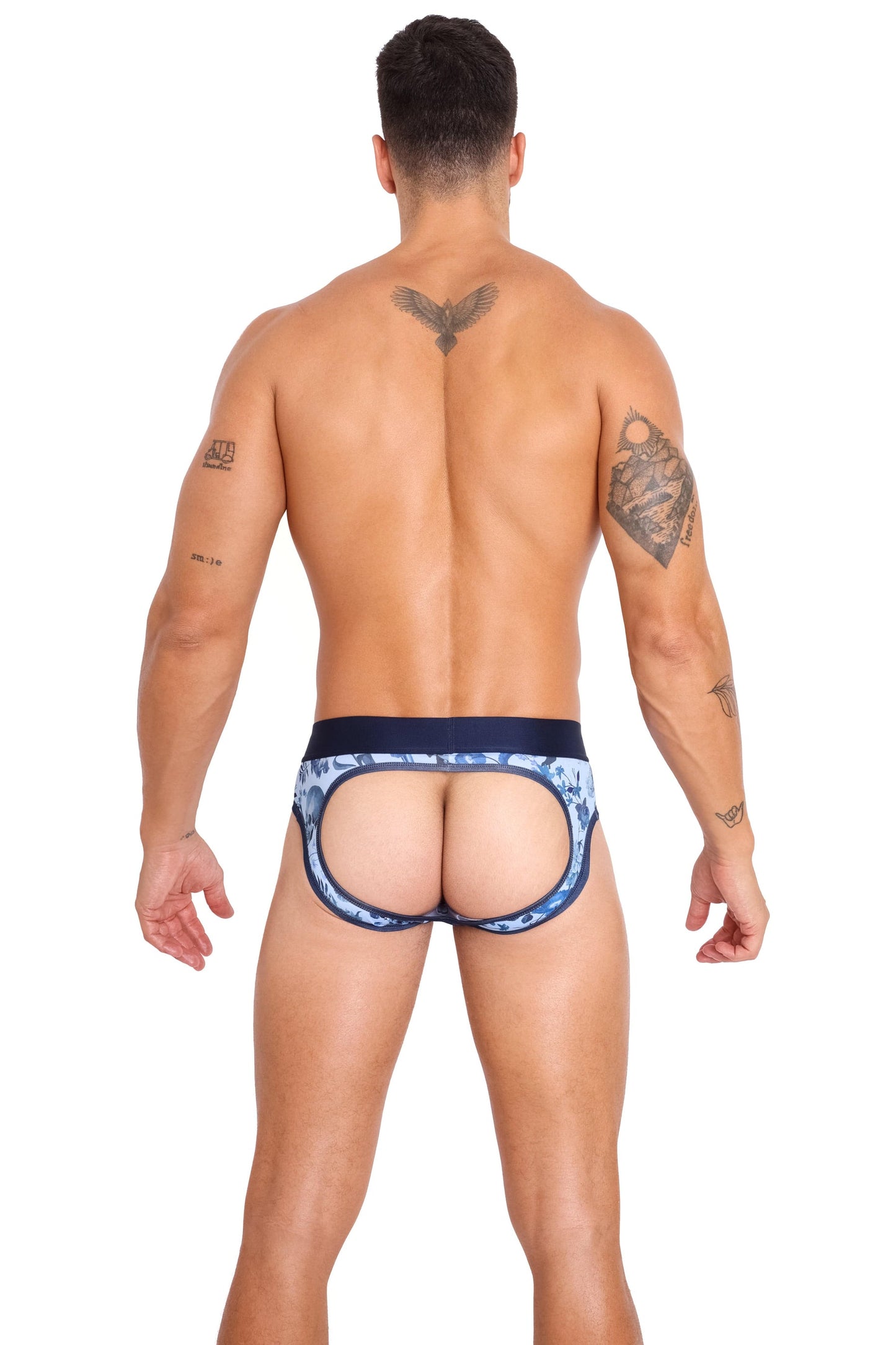 Skull & Bones Dutch Floral Sky Blue Peek-A-Boo Jock