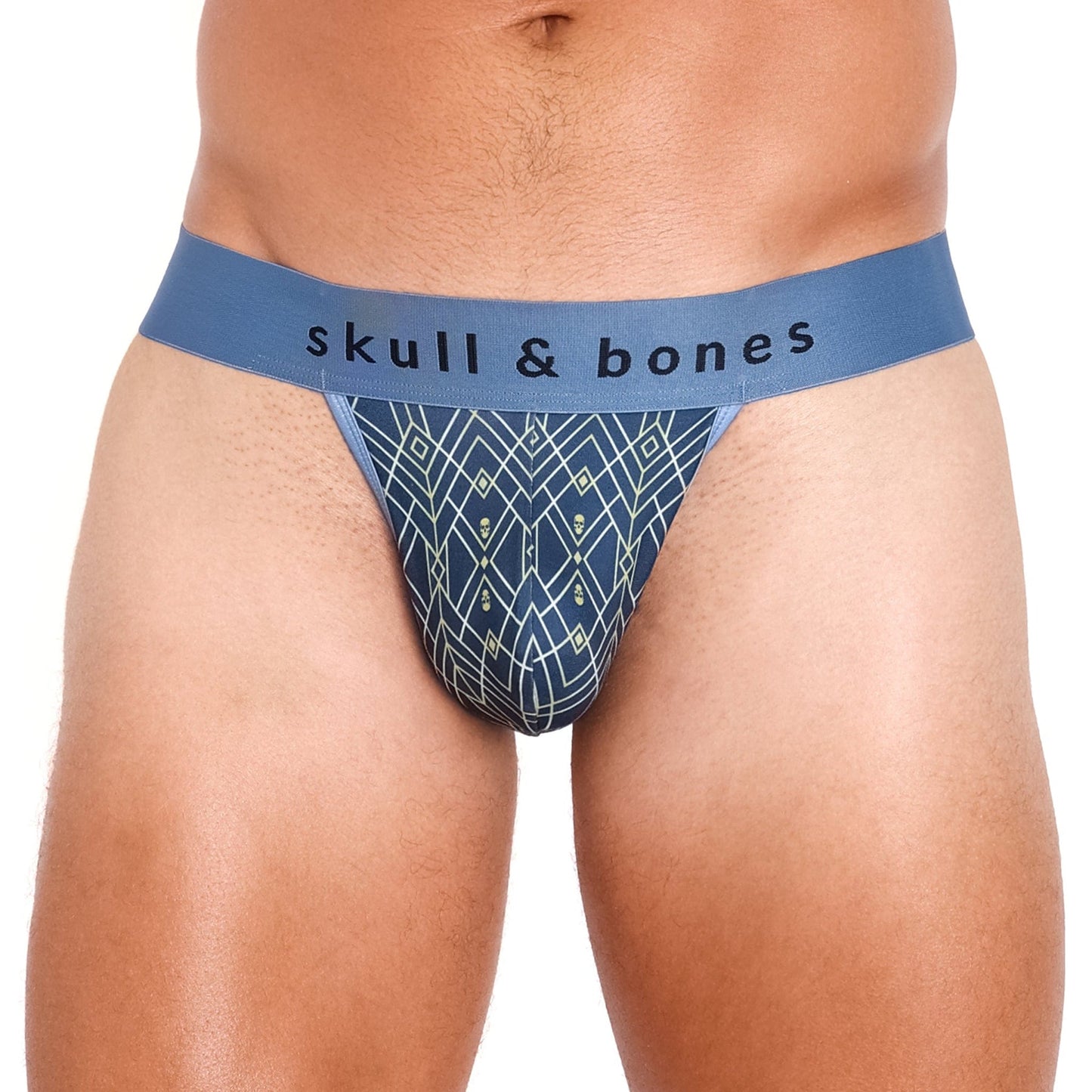 Skull & Bones Art Deco Blue Thong