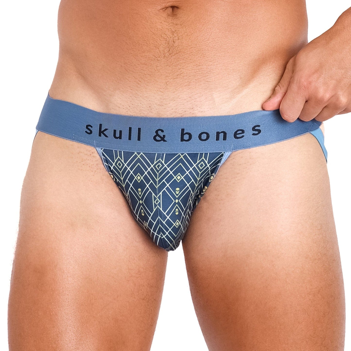 Skull & Bones Art Deco Blue Jock