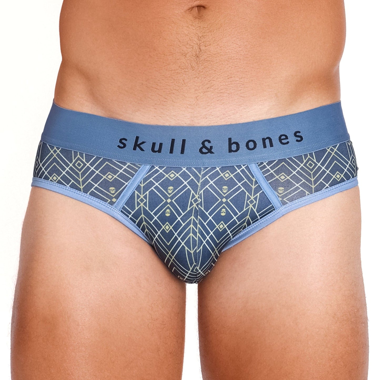 Skull & Bones Art Deco Blue Brief