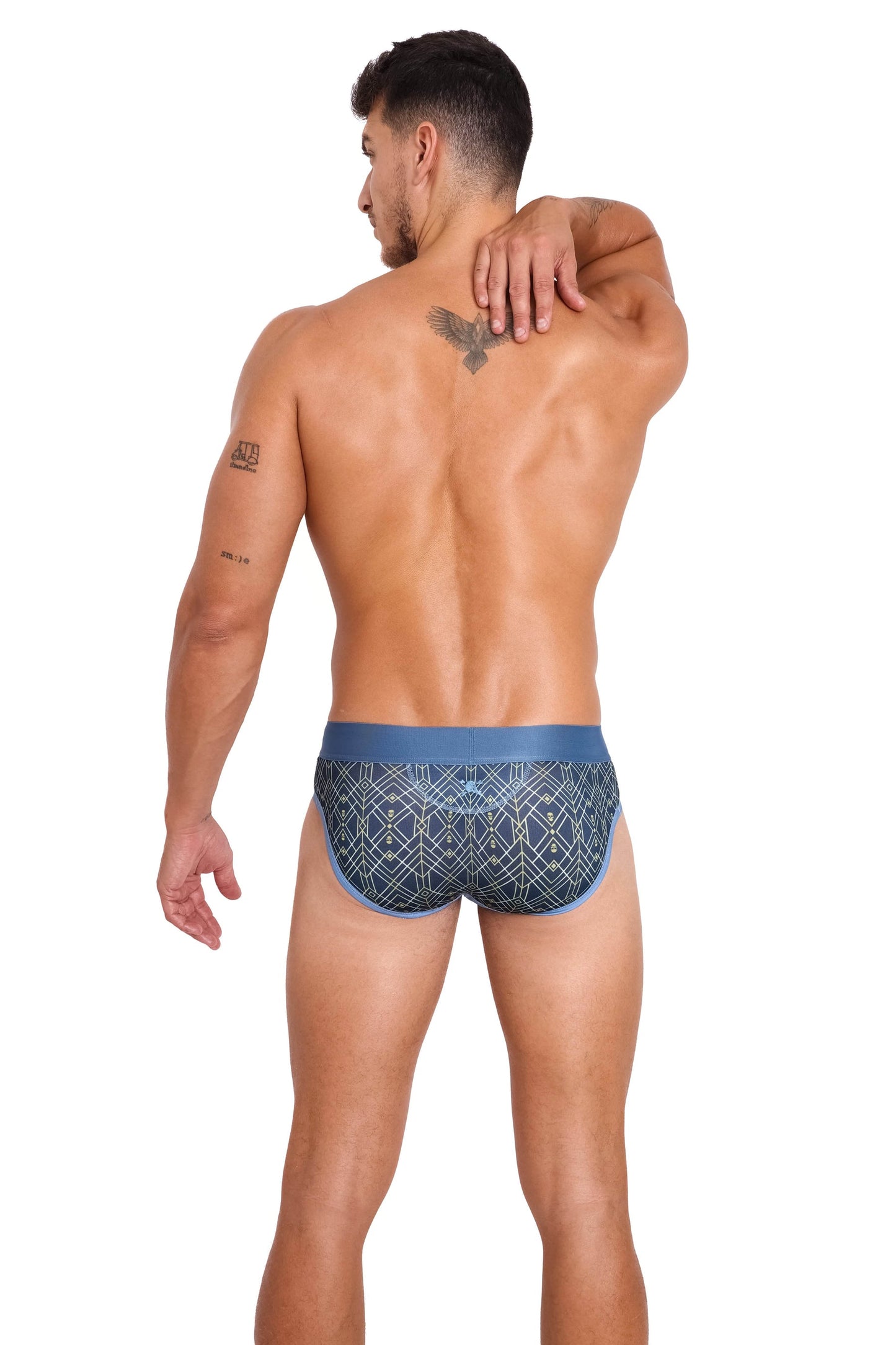 Skull & Bones Art Deco Blue Brief