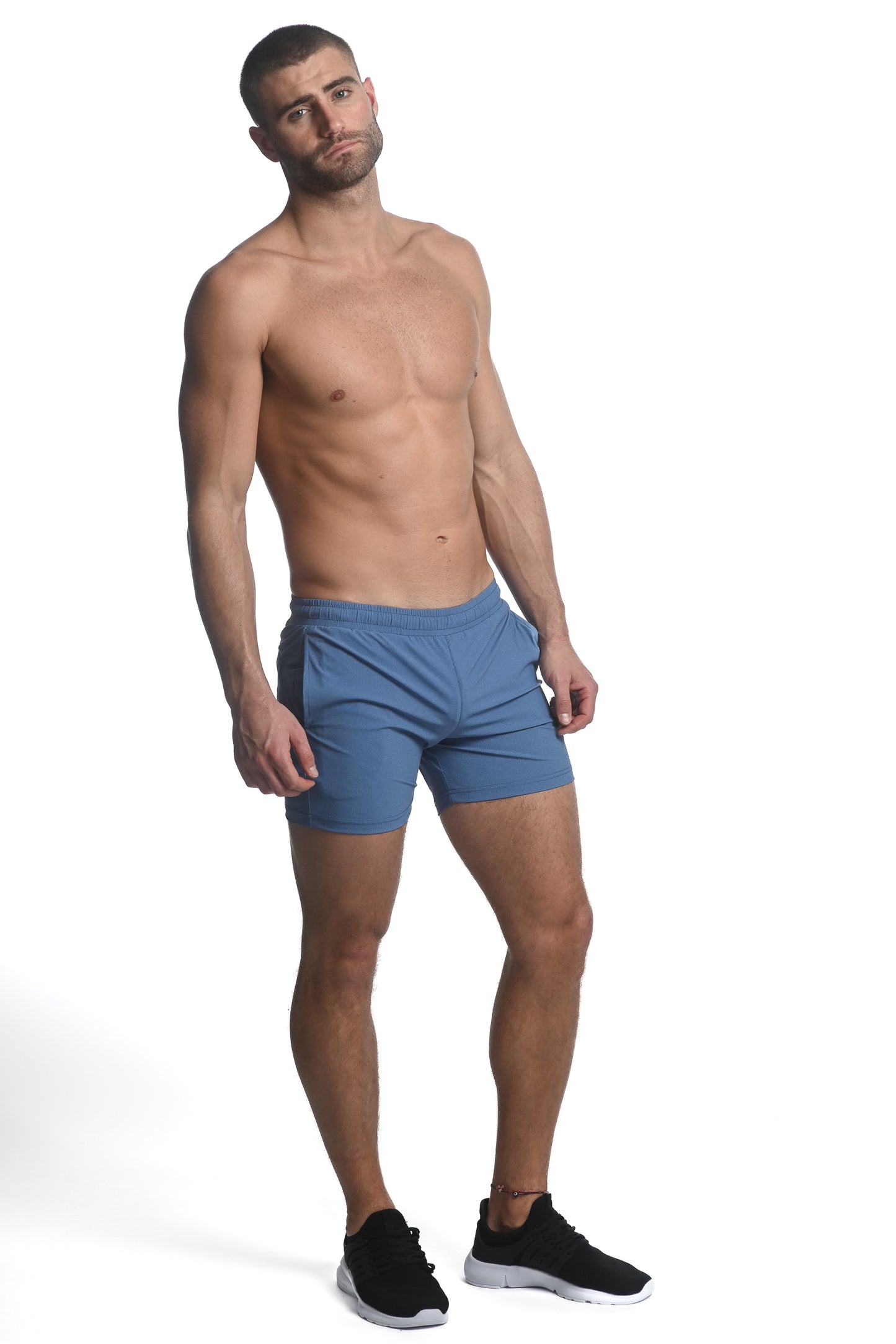 St33le Glacier Blue Textured Stretch Performance Short