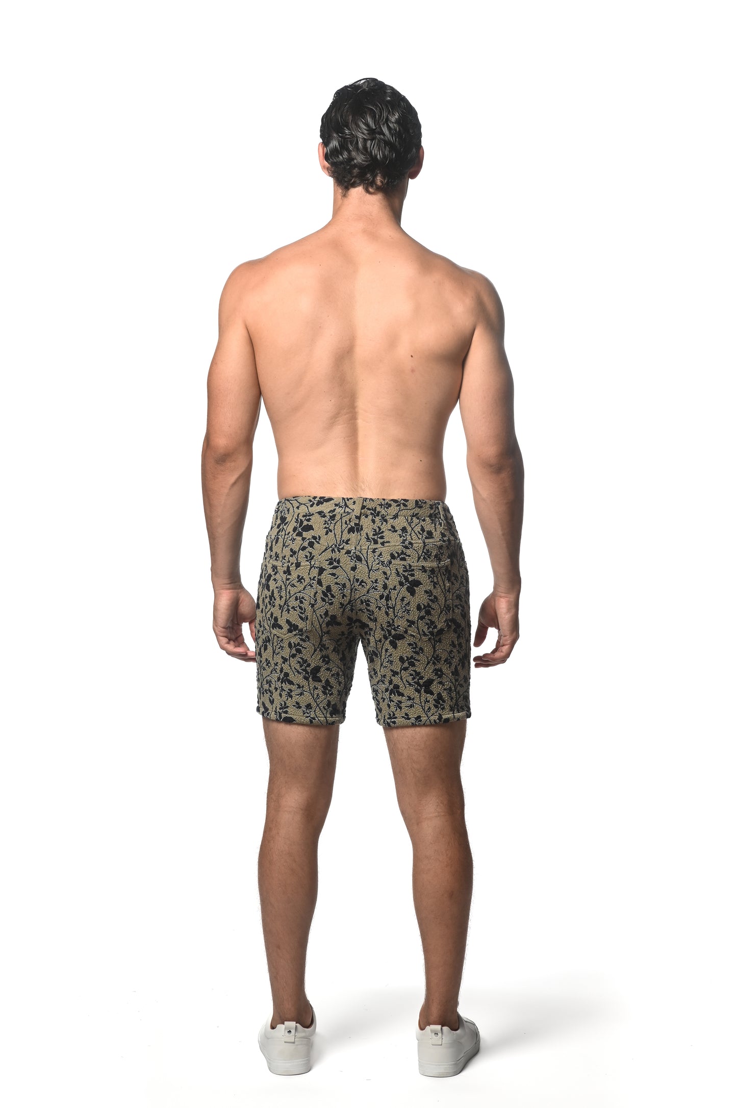 St33le Navy Khaki Vines Jacquard 5" Short
