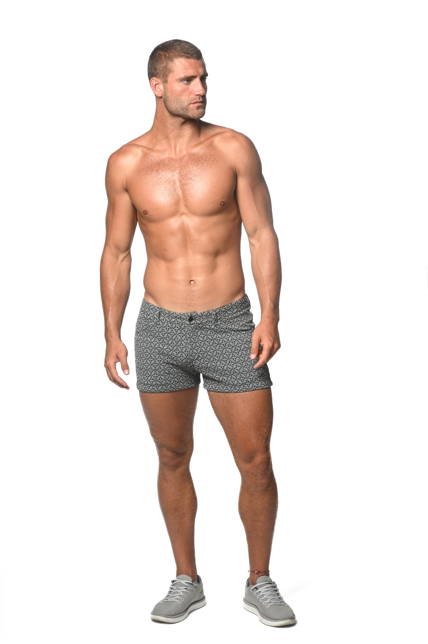 St33le Black Beige Diamond Jacquard 3" Short