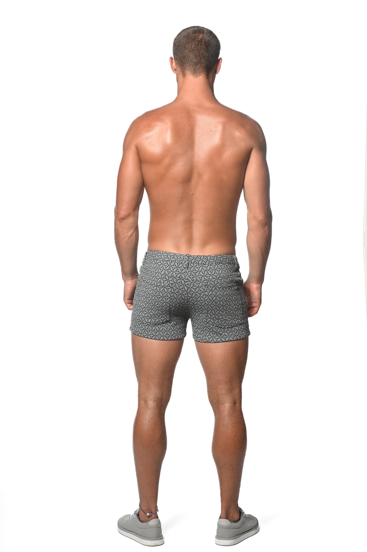 St33le Black Beige Diamond Jacquard 3" Short