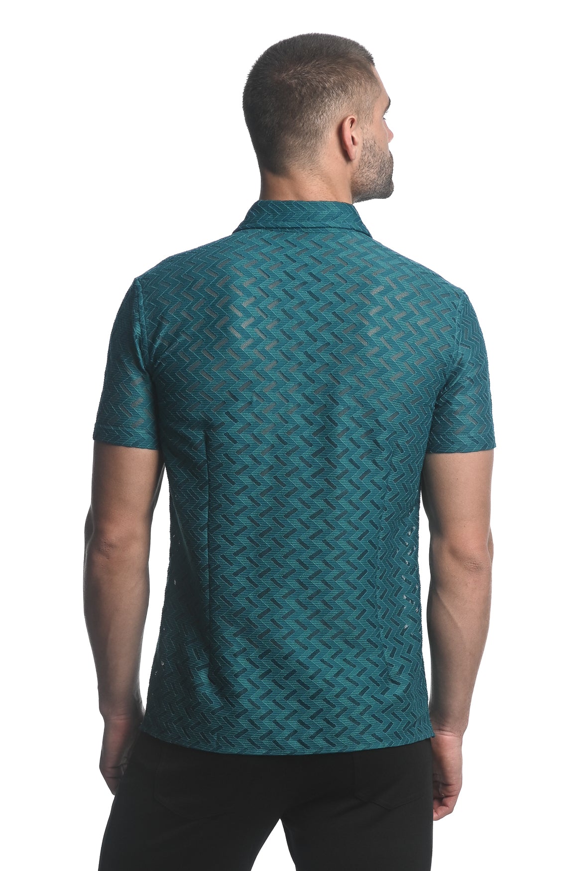 St33le Turquoise Zig Zag Gossamer Shirt