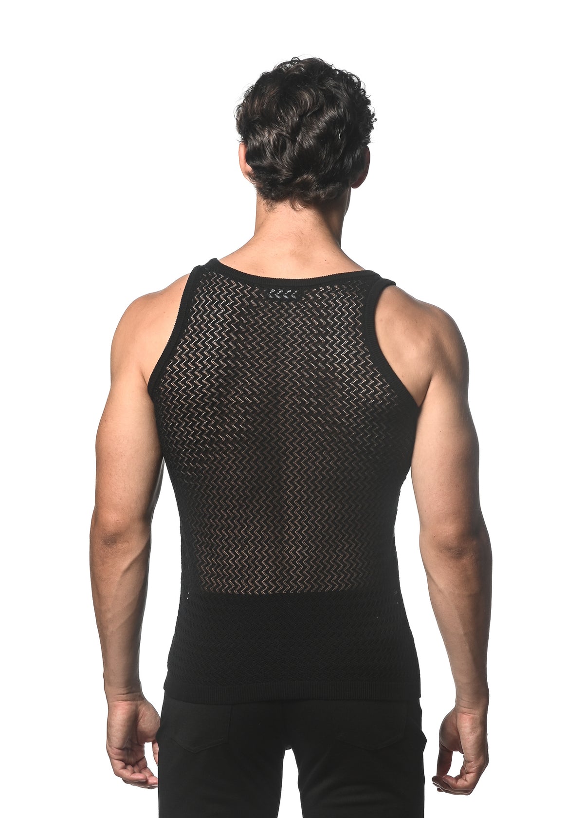 St33le Chevron Open Mesh Knit Tanks