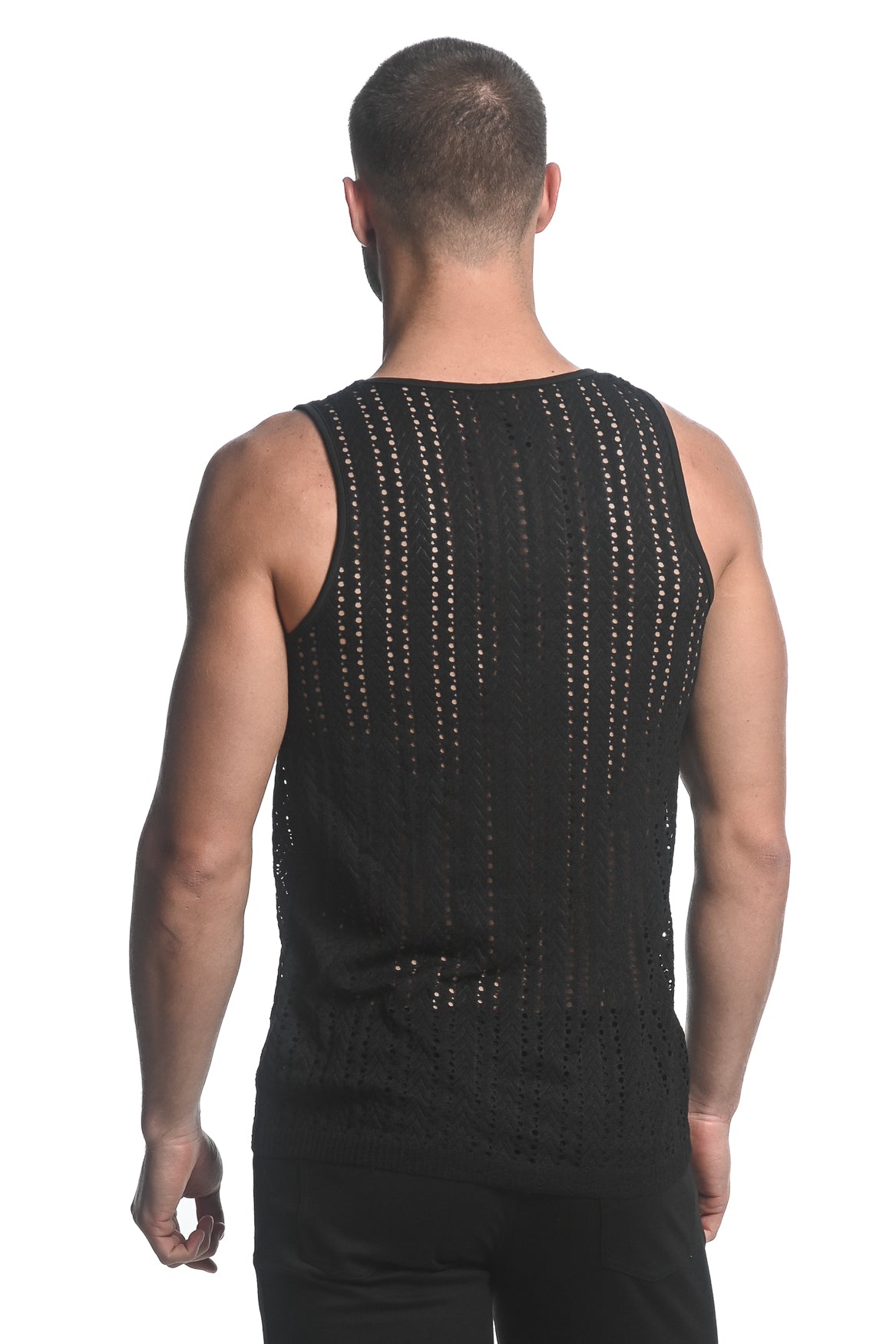 St33le Black Micro Arrows Gossamer Knit Tank