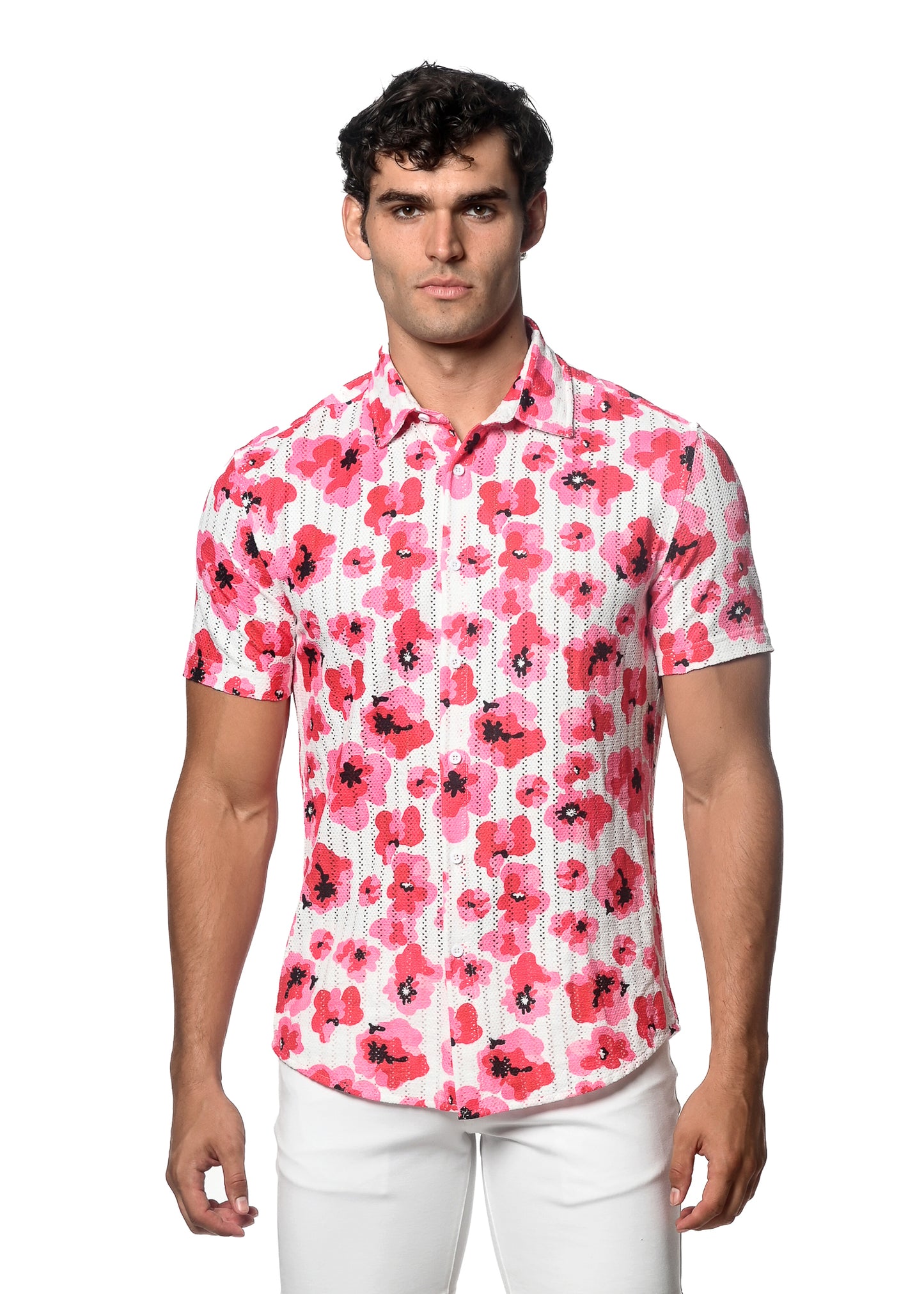 St33le Fuchsia/Blush Button Up Shirts
