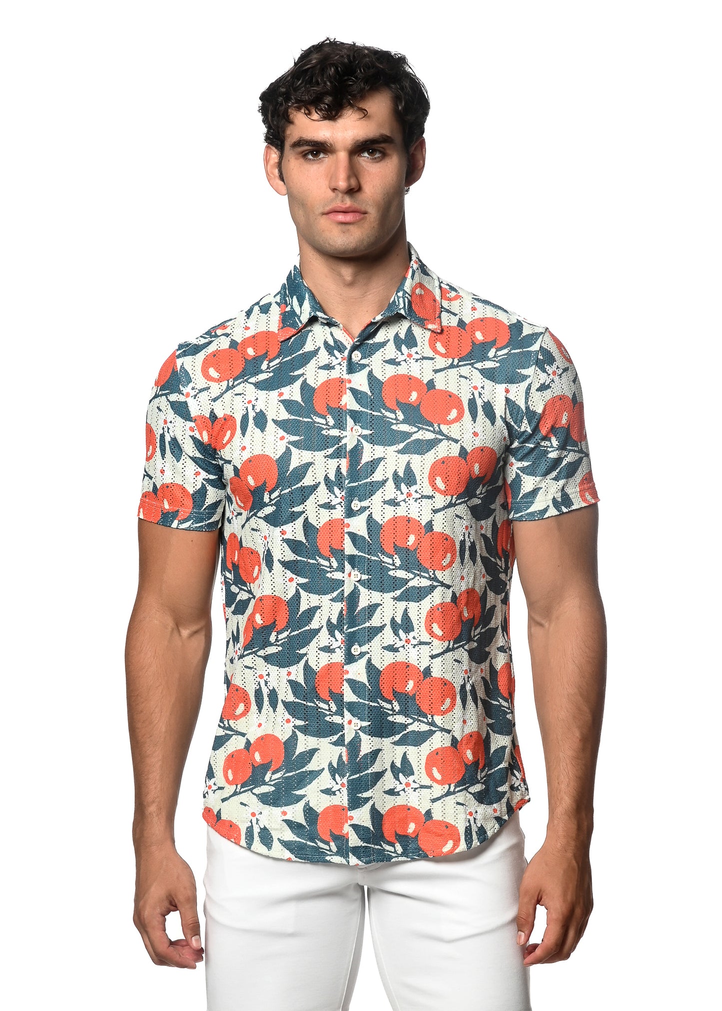 St33le Teal Oranges Button Up Shirts