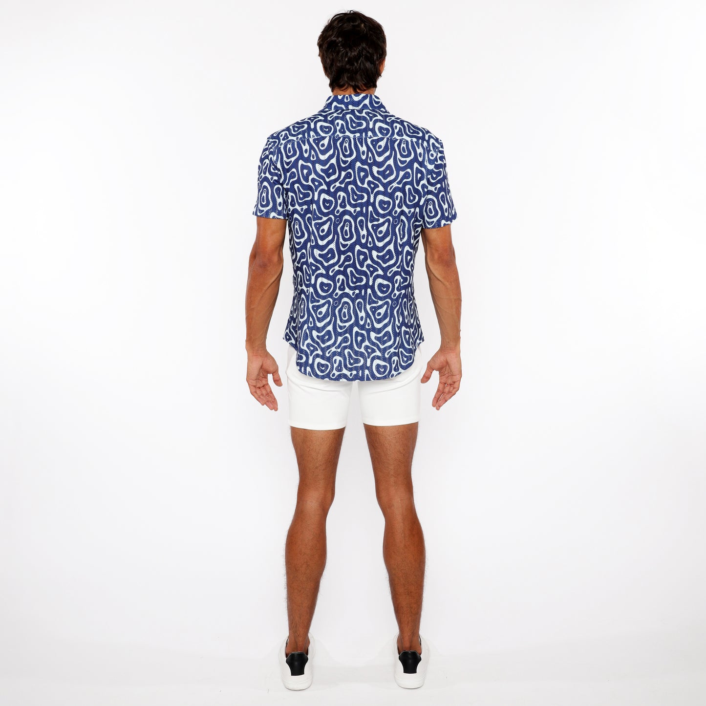St33le French Blue Squiggly Knit SS Shirt