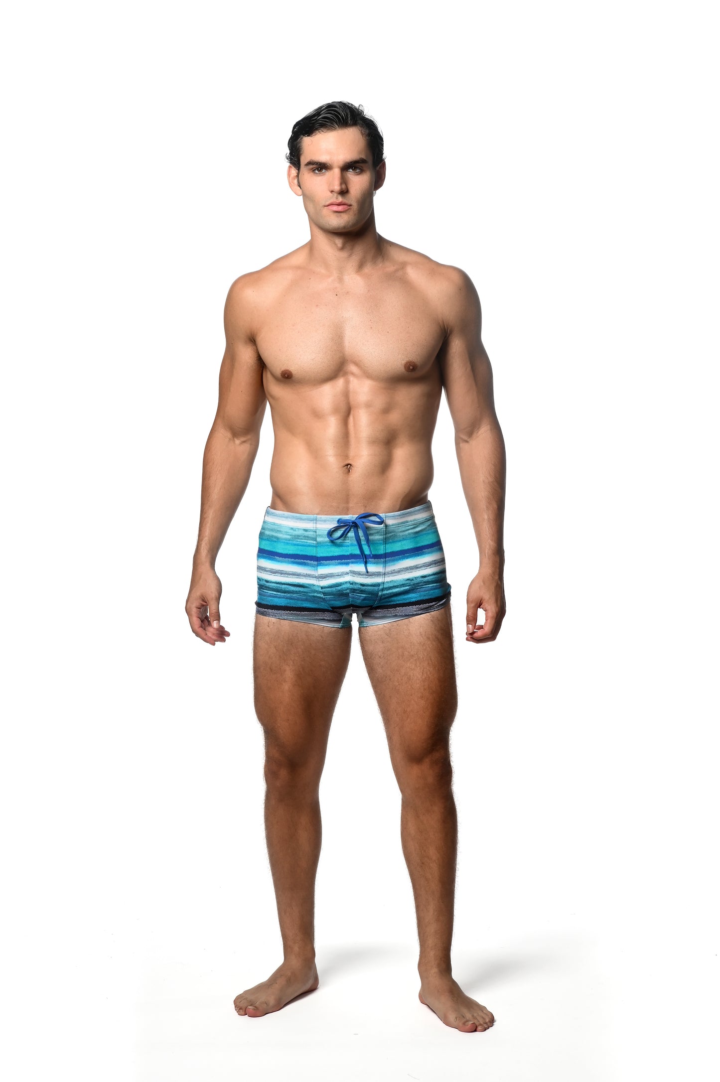 St33le Teal Blue Printed Swim Trunks