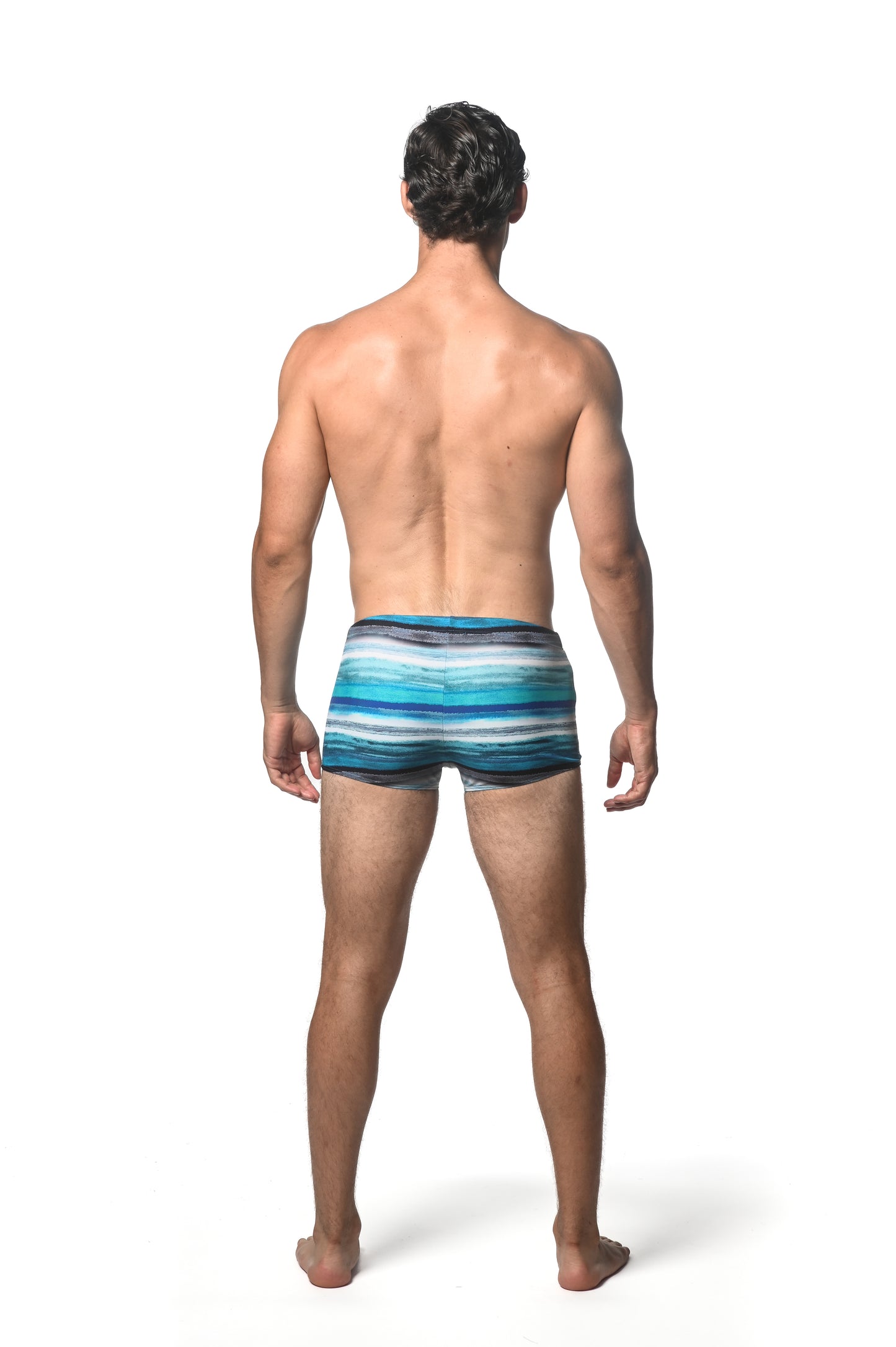 St33le Teal Blue Printed Swim Trunks