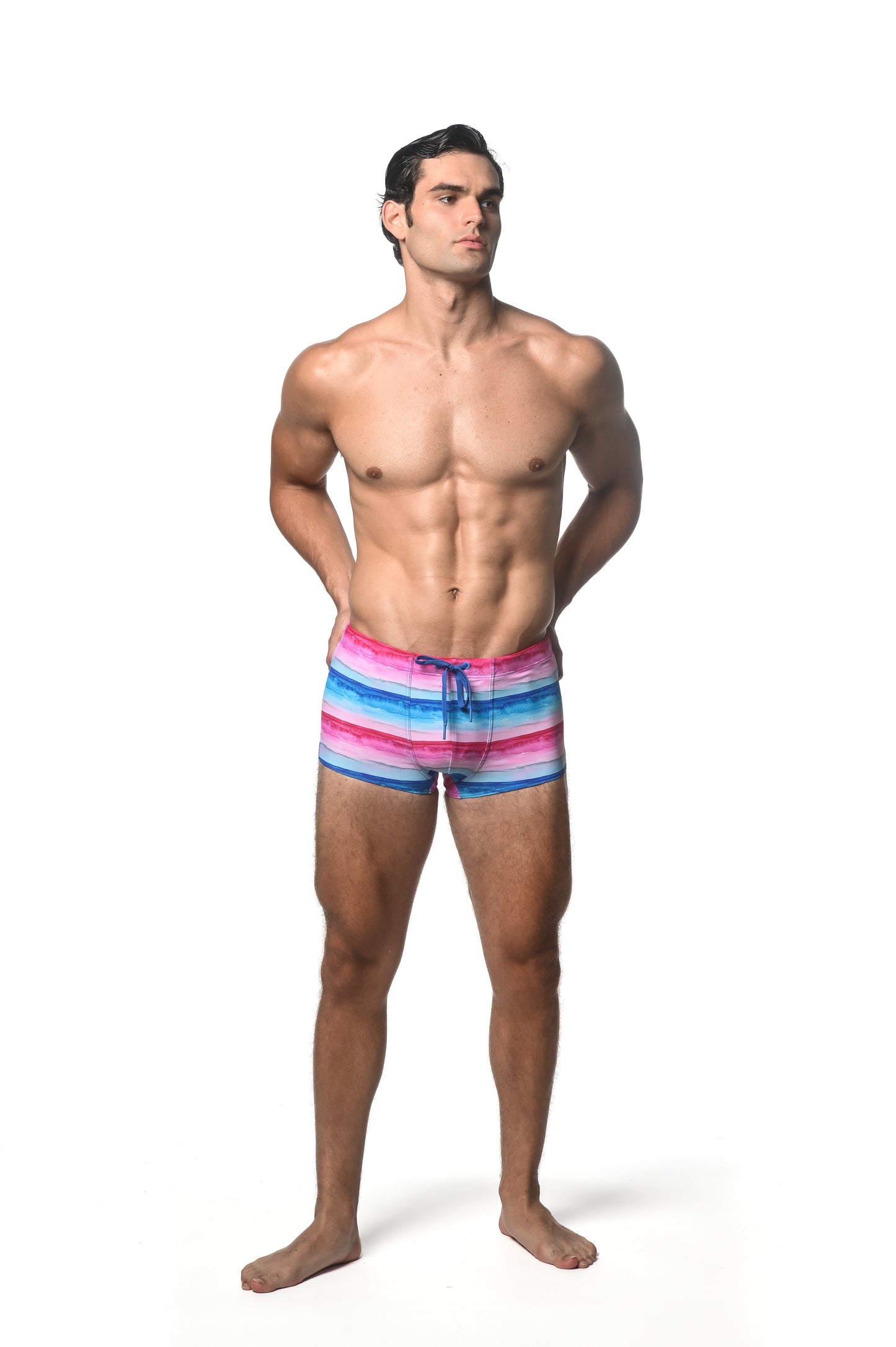 St33le Fuchsia Cobalt Printed Swim Trunks