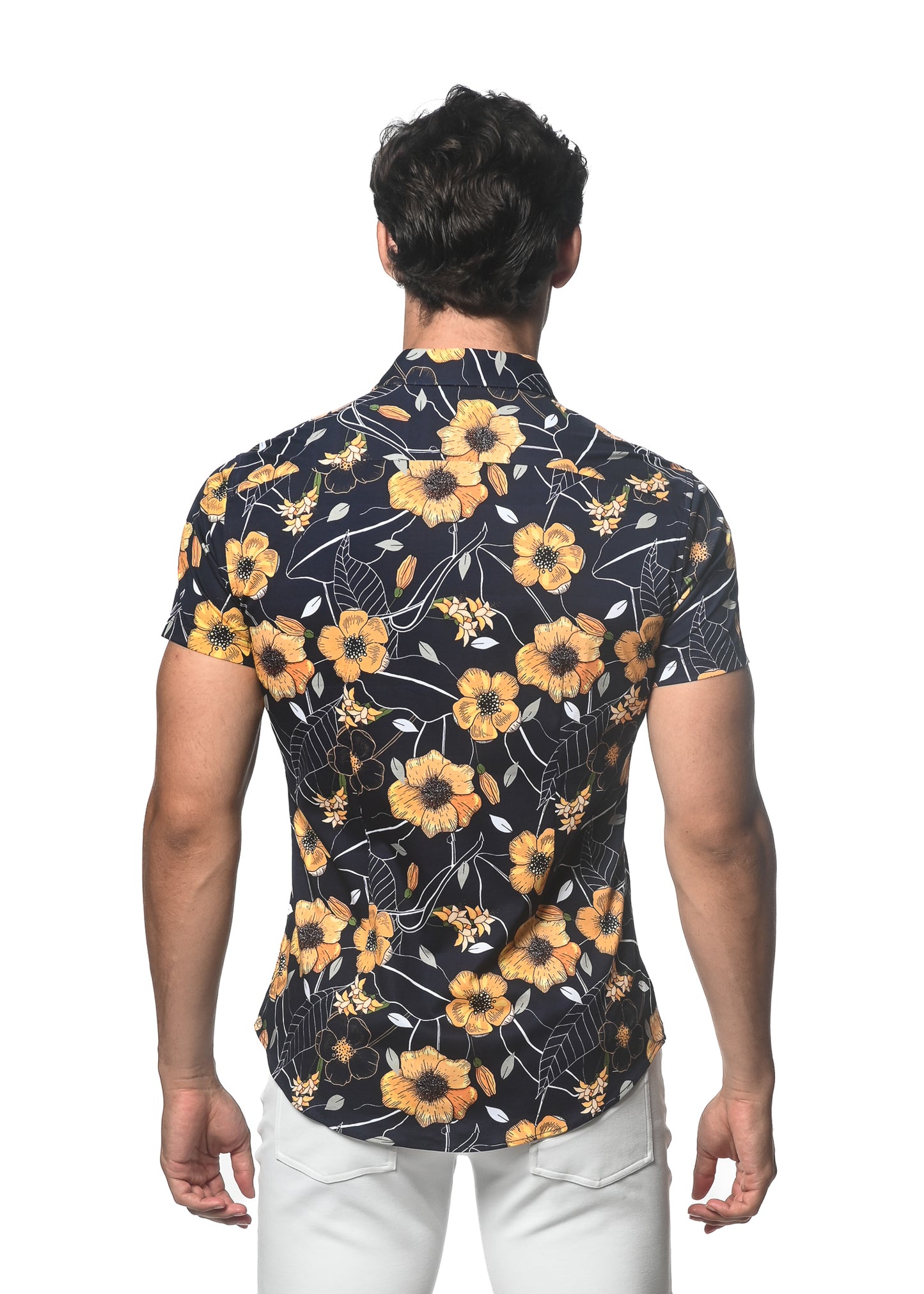 St33le Midnight Gold Floral Knit SS Shirt